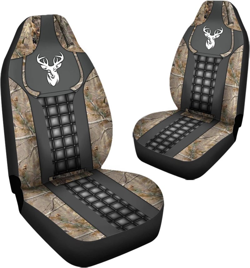 Howilath Forest Deer Pattern Front Seat Cover 2 Pcs, Universal Vehicle Seat Protector Mat Covers, Fit Most Cars, Sedan, SUV, Van Truck - Image 4